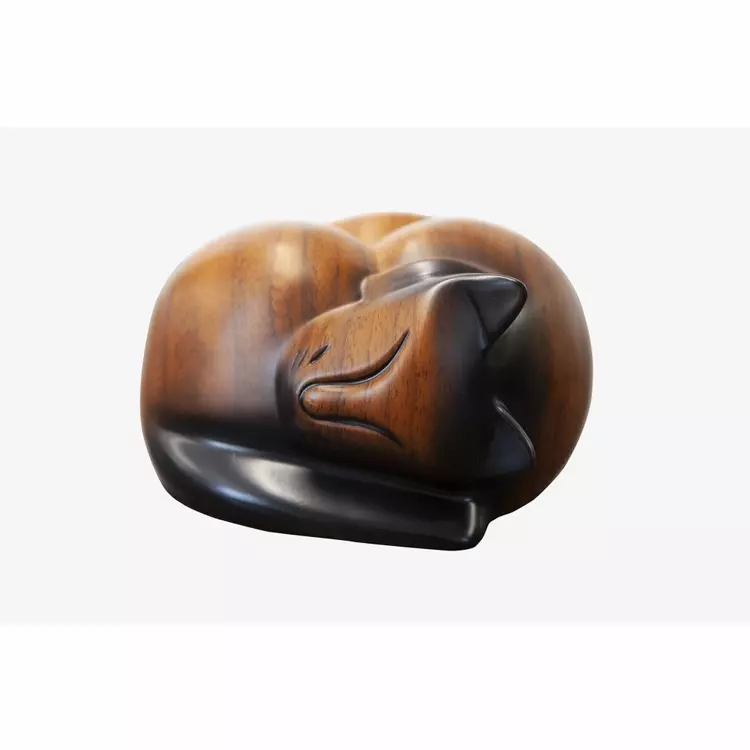 Sleeping Cat Casket Brown Black